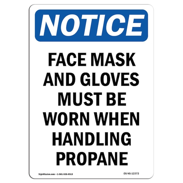 OSHA, Face Mask & Gloves Must Worn, 18in X 12in Peel & Stick Wall Graphic, 12" W, 18" H, Portrait